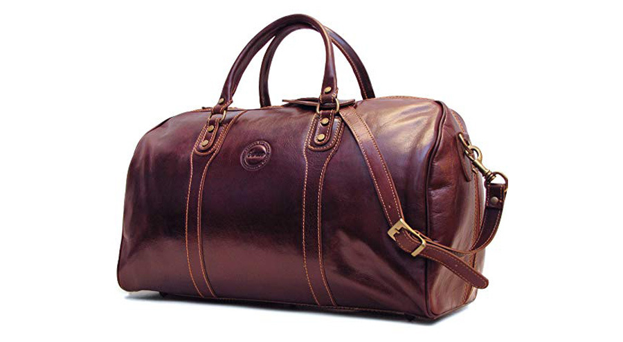Cenzo Duffle Vecchio Brown Italian Leather Weekender Travel Bag